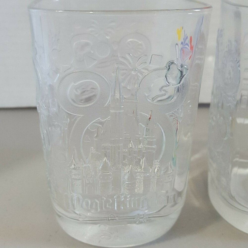 Disney Studio Glass Millennium 2000 Mickey Mouse McDonald's 4 Set Drinking Cup - Picture 8 of 12